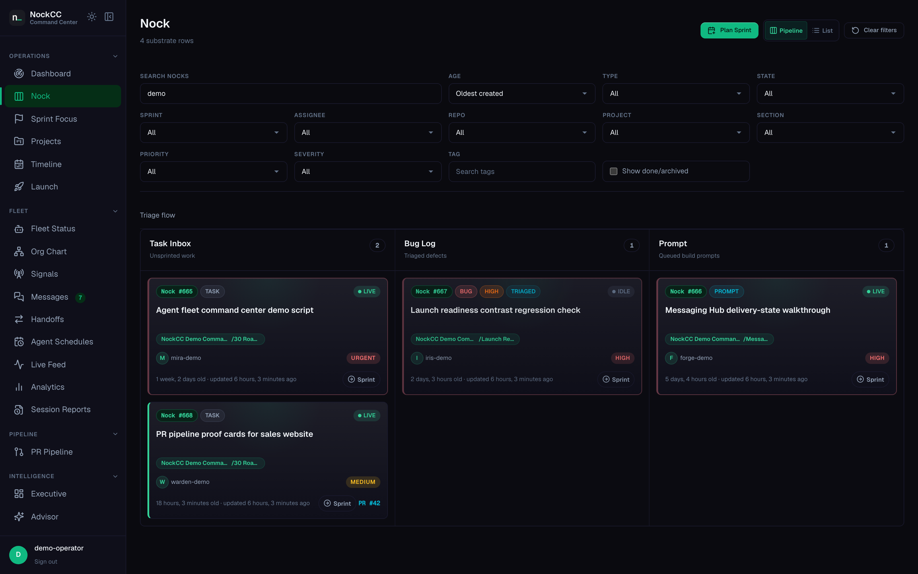 Nock Command work queue
