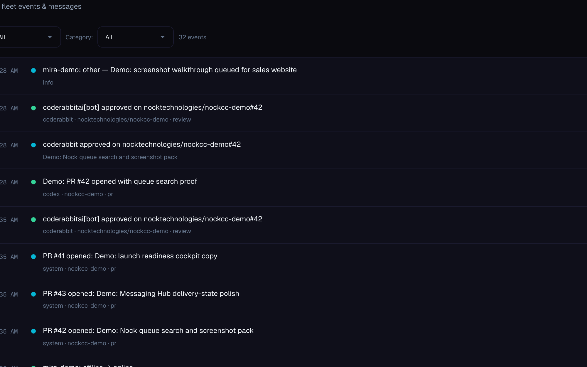 Nock Command live fleet feed