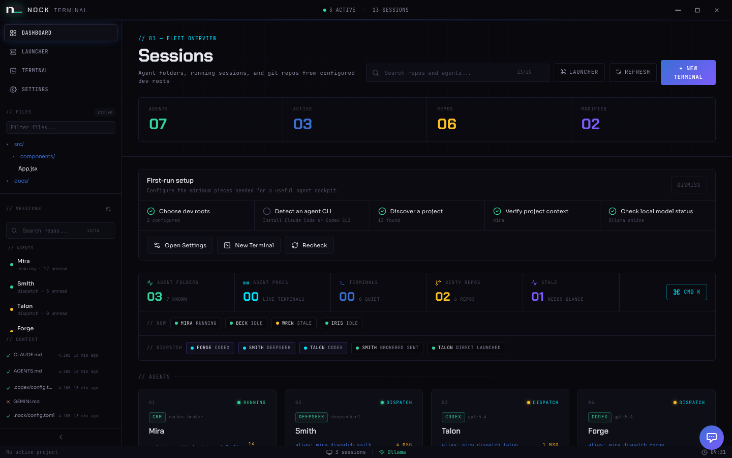 Nock Terminal fleet dashboard